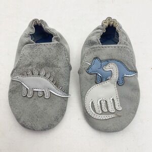 Robeez Baby Boy Dinosaur Ramsey Crib Shoe Leather Soft Sole Moccasins 6-12 Month